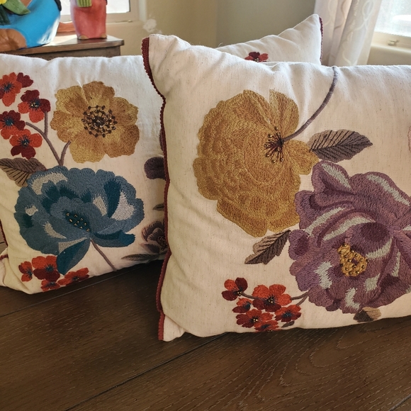 Pier 1 Accents Pier Imports Embroidered Floral Lumbar Pillows P